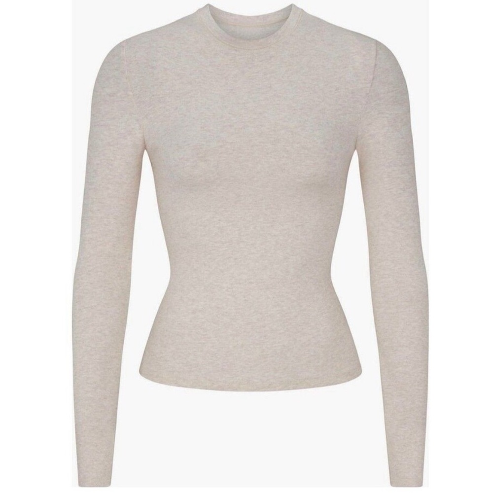 SKIMS Heather oatmeal cotton jersey Set